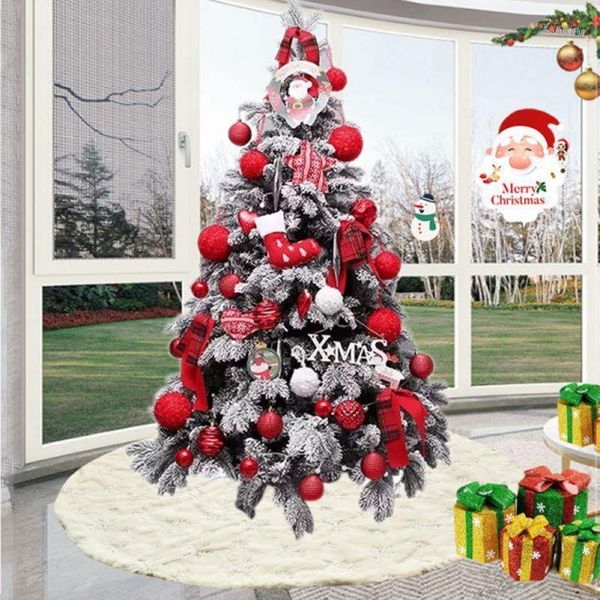 

christmas decorations 1pc white tree skirt plush faux fur carpet xmas floor mat ornaments merry year decor