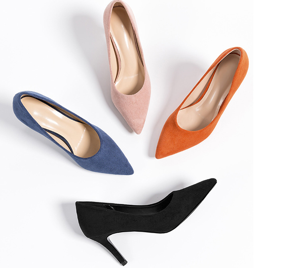 

women leather high hee pumps pointed toe work pump stiletto wedding shoes office career elegant lady's sandals, Black