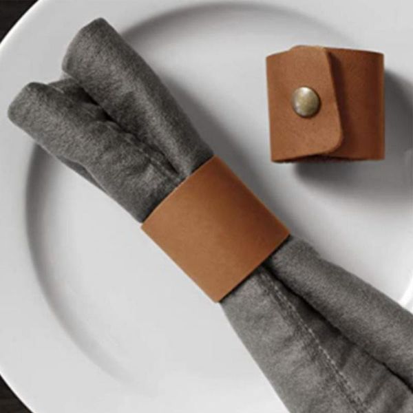 

napkin rings easy to clean 4pcs/set fashion faux leather vintage ring set versatile holders rustic for wedding