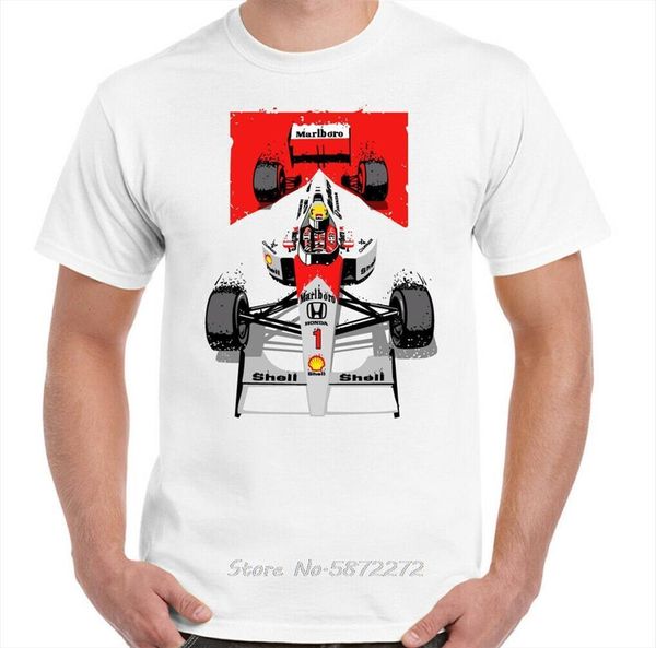 

ayrton senna f1 tee mens motorsport brazil mclaren car fitness men cotton tees harajuku, White;black