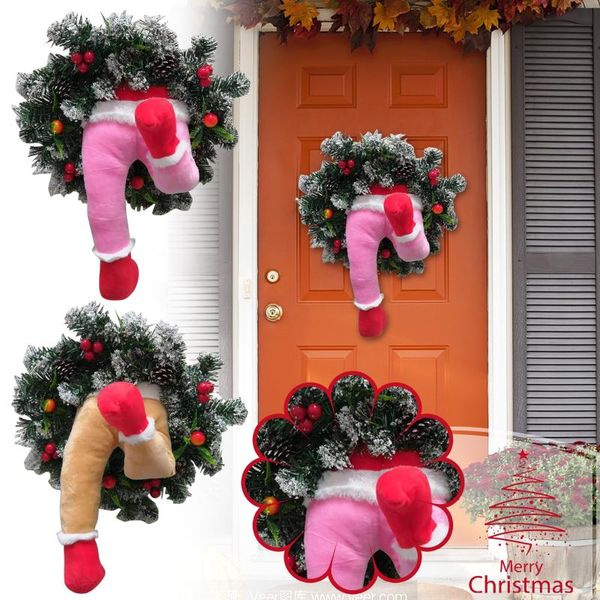 

decorative flowers & wreaths christmas wreath santa calus garland front door hanging ornament decoration for home navidad natal decor 2022