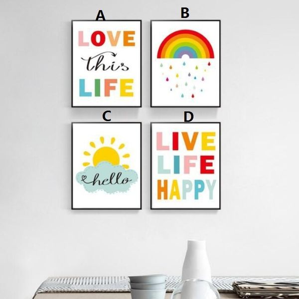 

unframed painting watercolor english proverbs children's room kindergarten decorative poster