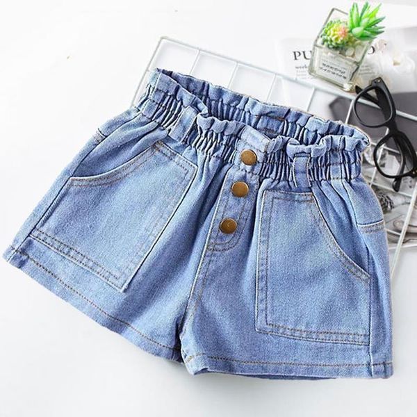 

jeans shorts denim loose light blue girls elastic waist short for daily wear