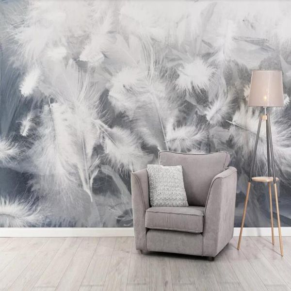

wallpapers milofi custom large 3d wallpaper mural nordic minimalist beautiful blue white feather background wall decoration