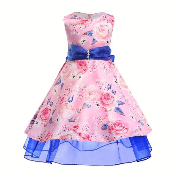 

girl's dresses 2021 europe and the united states children's summer dress girl print princess in #1, Red;yellow