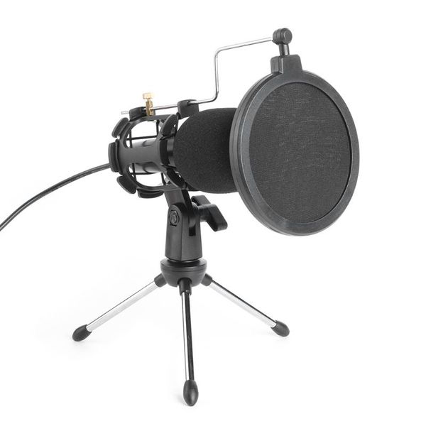 

condenser microphone set 3.5mm phone computer pc mic with filter desktripod stand mount kit for live microphones