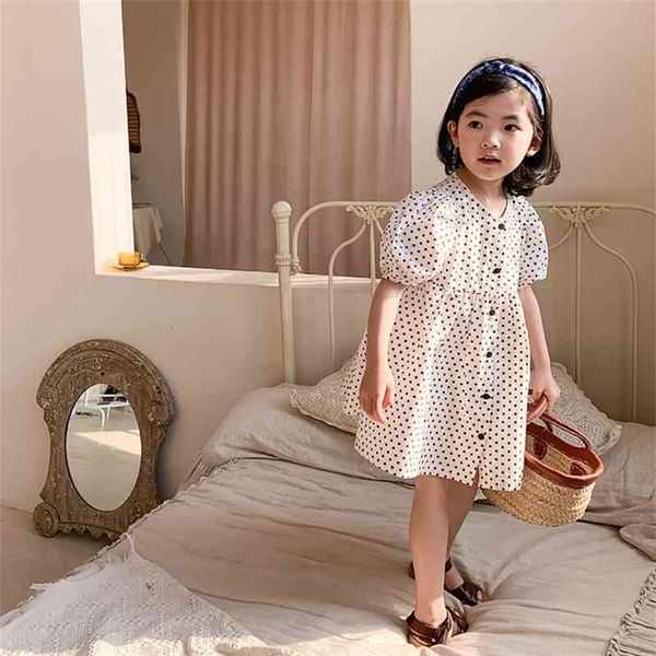 Chegada de verão meninas moda ponto vestido crianças design coreano es menina 210528