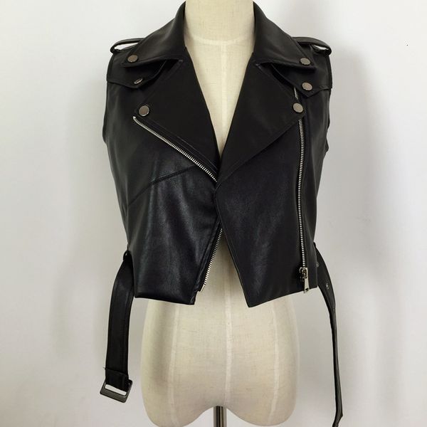 

leather high waist sleeveless pu jacket waistcoat motorcycle black faux leather vests women spring autumn vest a107
