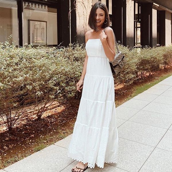 

party dresses summer women's long wrap chest holiday, White;black