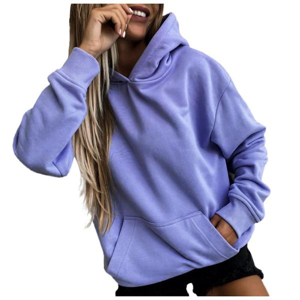 

hoodie sweatshirt women daily casual hooded sweatshirts long sleeve pullover with pocket shirt sudadera mujer women's t-shirt, White