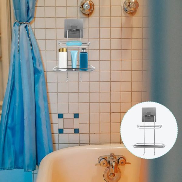 

bath accessory set stainless steel double-deck soap dish holder drilling shower