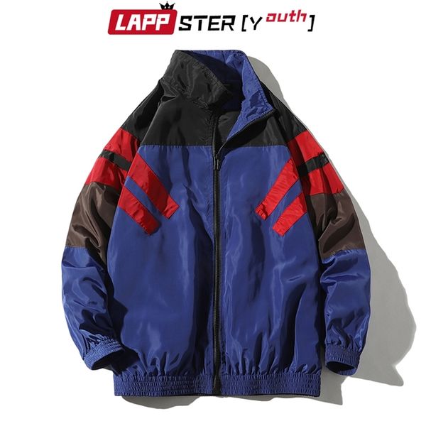

men harajuku bomber jackets mens color block streetwear windbreaker male korean fashions black 210420, Black;brown