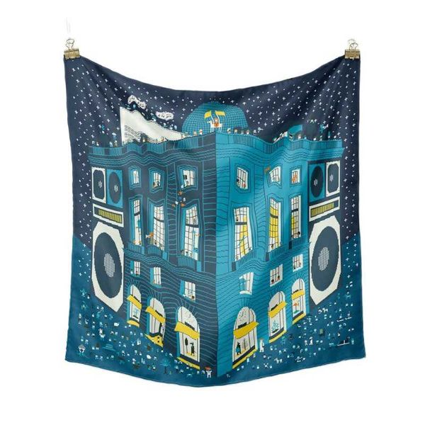 

scarves luxury silk felling scarf 53*53cm twill headband women building design hair square wraps small lady gift present, Blue;gray