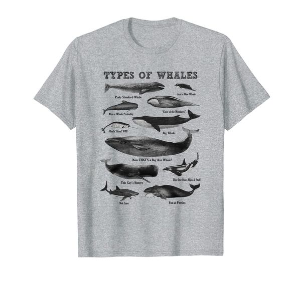 

types of whales sea ocean marine life fun gift idea t-shirt, White;black