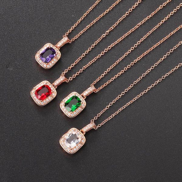 

pendant necklaces wedding engagement for bride shiny multicolor zircon necklace jewelry chain on the neck fashion jewellry n399, Silver