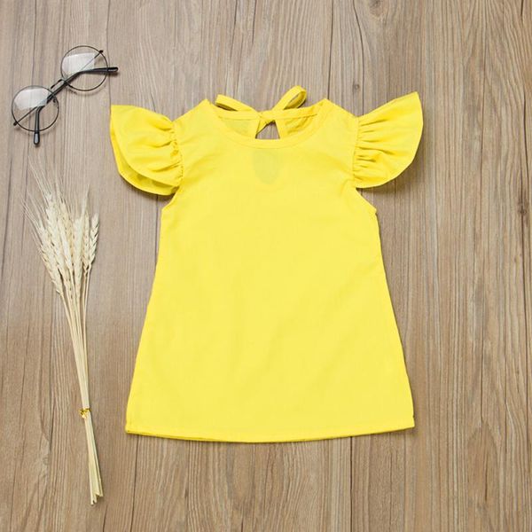 

girl's dresses summer infant baby girls sleeve solid bow dress clothes sundress princess girl outfit robe vestido#45, Red;yellow