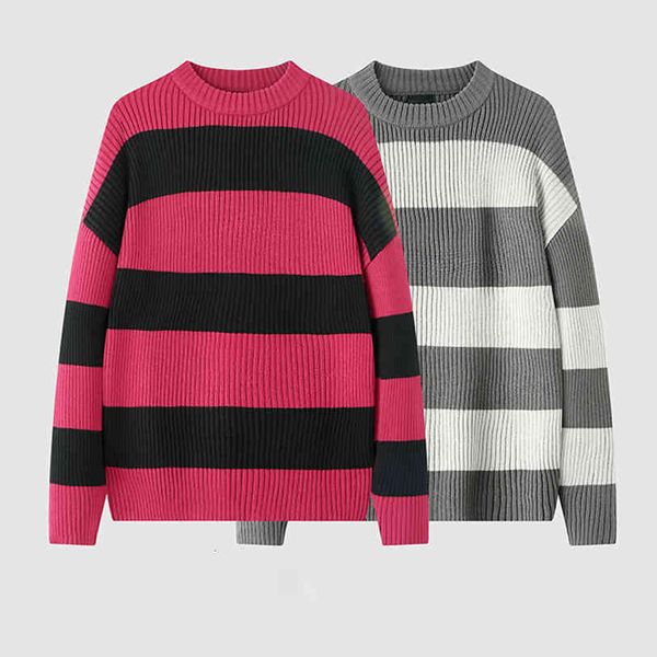 

women's sweaters autumn and winter male female blouses casual loose around the striped neck hip-hop trend brcd, White;black