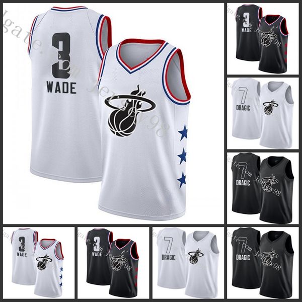 

miami heat men #7 goran dragic #3 dwyane wade basketball jersey, Black