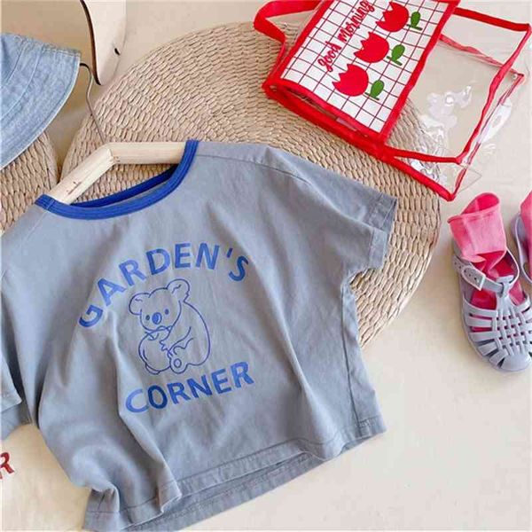 

summer arrival girls fashion letter t shirt kids cotton clothes 210528, Blue