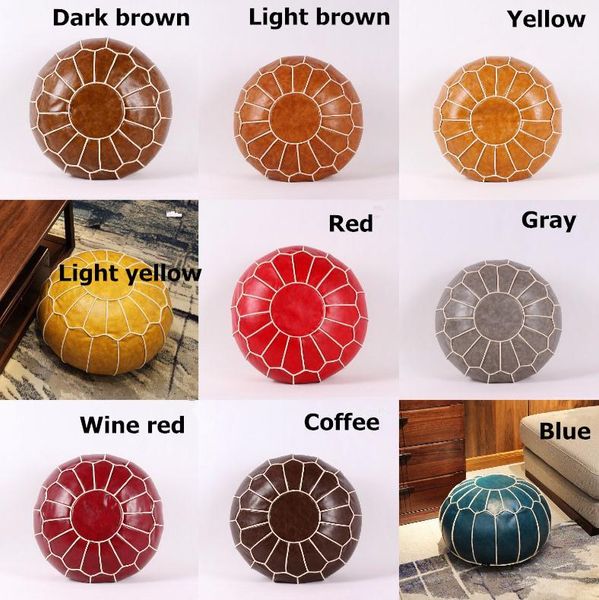 

decorative handmade morocco pouf home decoration artificial leather seat pillow without core removable cushion case storage bag cushion/deco