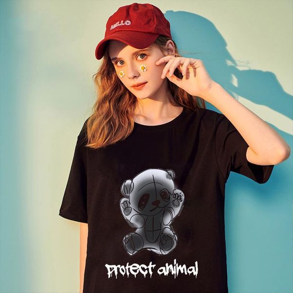 

harajuku anime print black womens punk gothic short sleeve kawaii y2k vintage plus size clothes, White