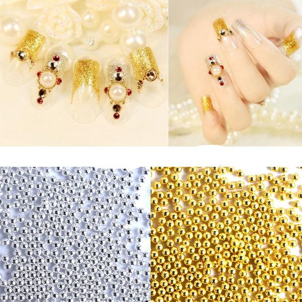 

nail art decorations different sizes of gold and silver beads decoration steel ball caviar accessories mix 2colors available, Silver;gold
