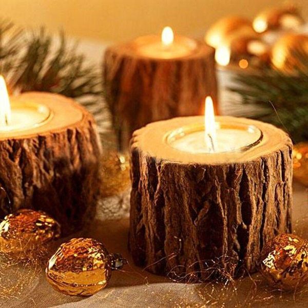 

candle holders 8 pcs wood tea light wooden mini holder party candlestick for wedding christmas home table decoration