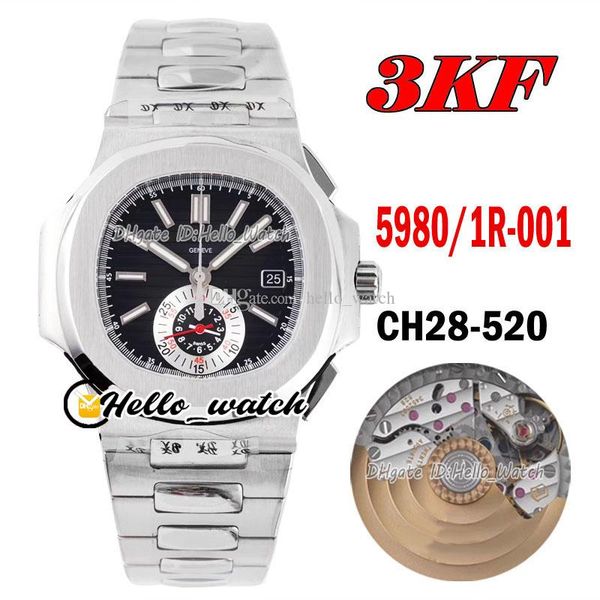 

3kf 40.5mm 5980-1a-014 ch28-520c automatic chronograph mens watch 5980 black texture dial stainless steel bracelet satch spuer edition hwpp, Slivery;brown