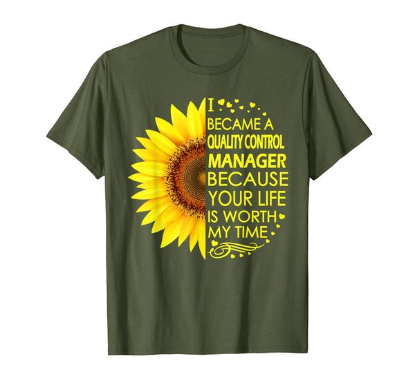 

i became quality control manager sunflower t-shirt, White;black