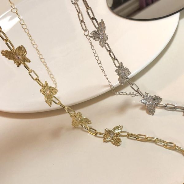 

chokers punk vintage butterfly pendant necklace for women metal clavicle chain choker fashion jewelry female y2k 90s, Golden;silver