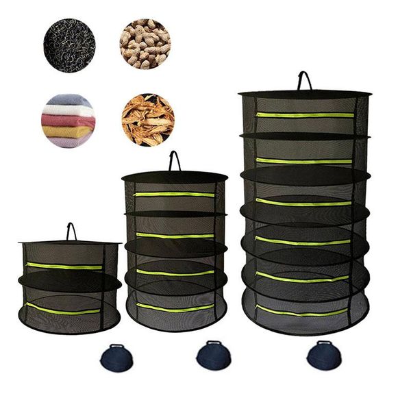 

hangers & racks 2/4/6 layers drying mesh net foldable fishing hanging dryer bags rack zipper for herbs buds beans u27