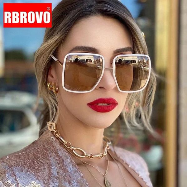 

sunglasses rbrovo brand designer women 2021 retro eyewear women/men luxury oversized square sun glasses for female, White;black