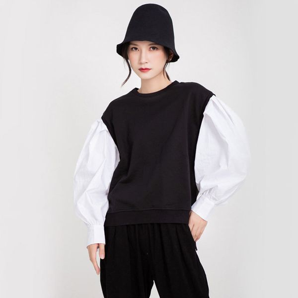 

women's hoodies & sweatshirts cool o-neck long sleeve loose harajuku pullover and high street gh6n, Black