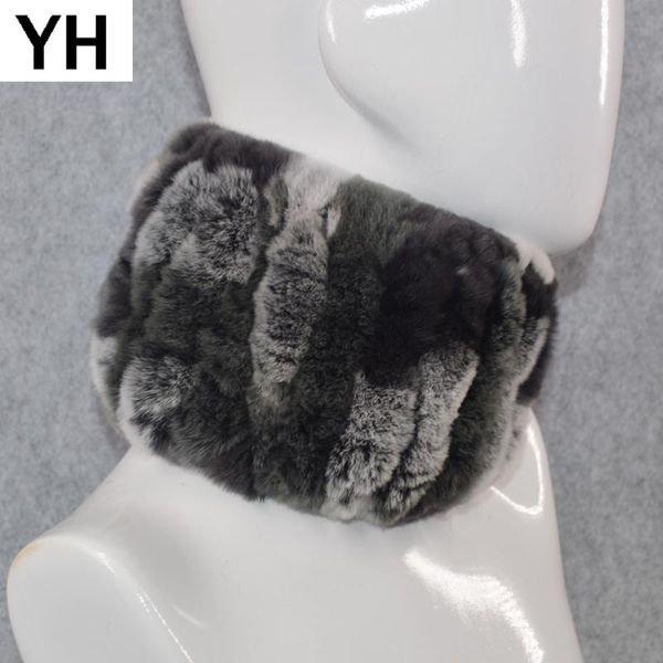 

scarves women real rex fur ring luxurious knitted genuine scarf russian winter headbands, Blue;gray