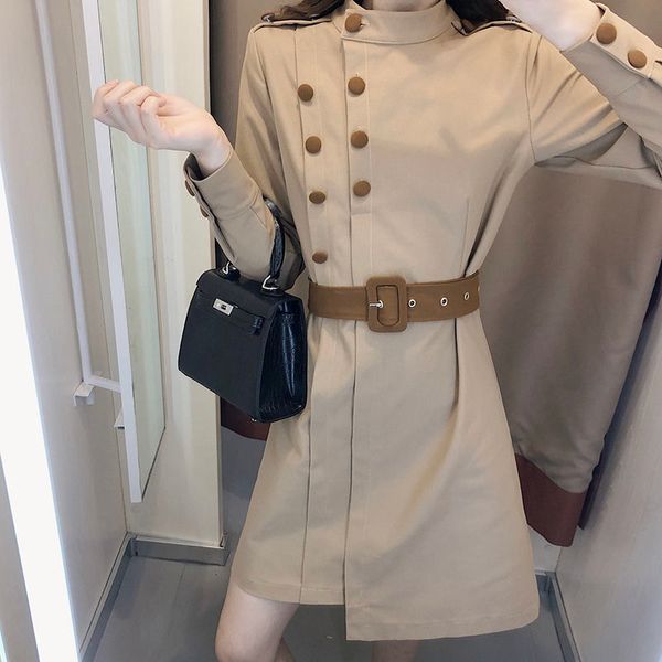 

Europe's retro style dress 2021 female mori spring summer lapel waist was thinner and finer temperament the thin skirt, Black;gray