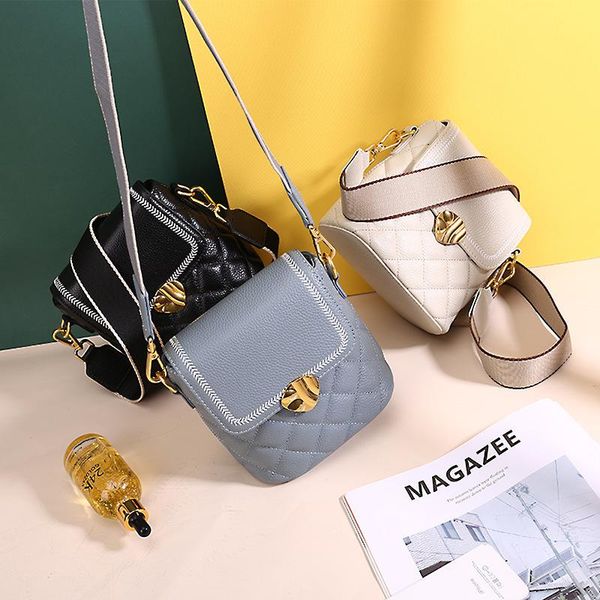 

evening bags cowhide female bucket genuine leather travel lady crossbody shoulder bag multi-function handbags with 2 straps