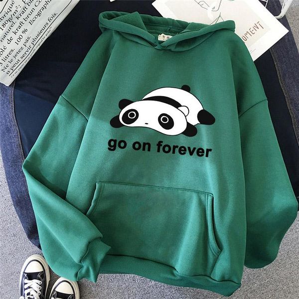 

women's hoodies & sweatshirts go on forever panda women woman fashion black gray pink autumn winter fleece hoody casual pullovers