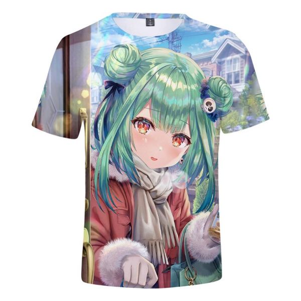 

men's t-shirts anime uruha rushia 3d t shirt women men summer fashion o-neck short sleeve funny tshirt kawaii graphic tees cosplay cost, White;black