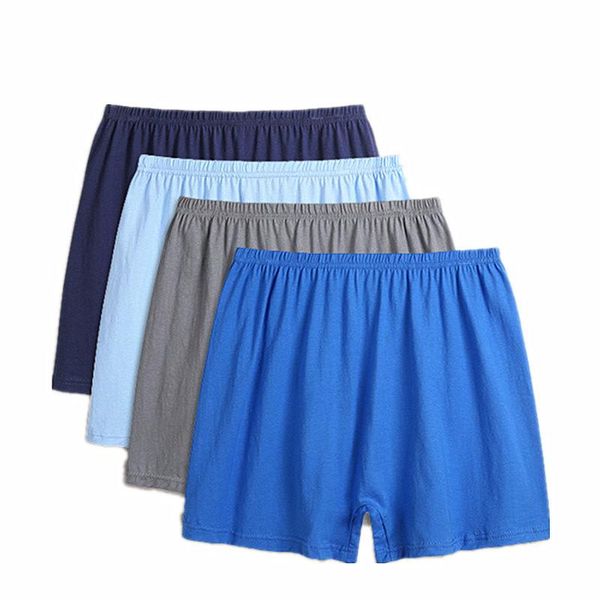 

underpants 4pcs/lot old man boxer underwear cotton male family breathable soft men's shorts loose home high waist boxers men, Black;white