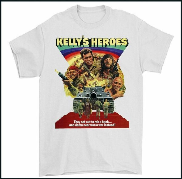 

kelly's hero's t-shirt, world war ii film clint eastwood poster mens, White;black