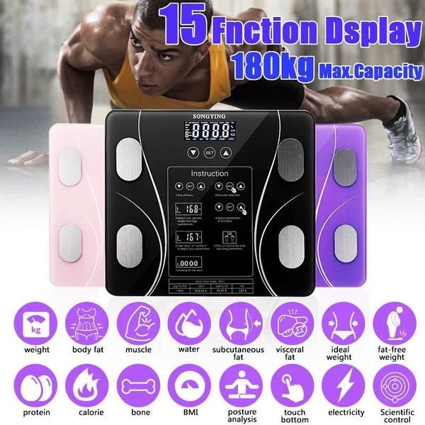 

smart scales bathroom household weight body fat scale composition analyzer lcd digital weighing 0.2-180kg