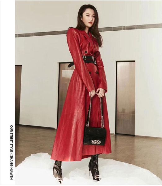 

women's leather & faux long genuine jacket 2021 women 200% sheepskin coat spring autumn windbreaker slim jackets wj274 kj4682, Black