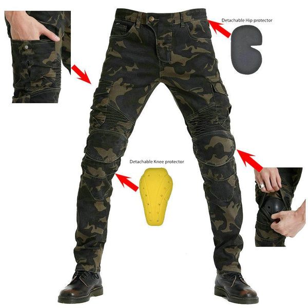 

men's jeans 2021 motorcycle riding racing pants protect kneecap biker rider stylish multi-pocket elastic slim, Blue