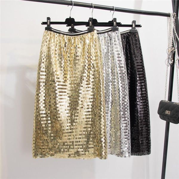 

skirts 1218 skirt women 2021 fashion silver sequins package hip, Black