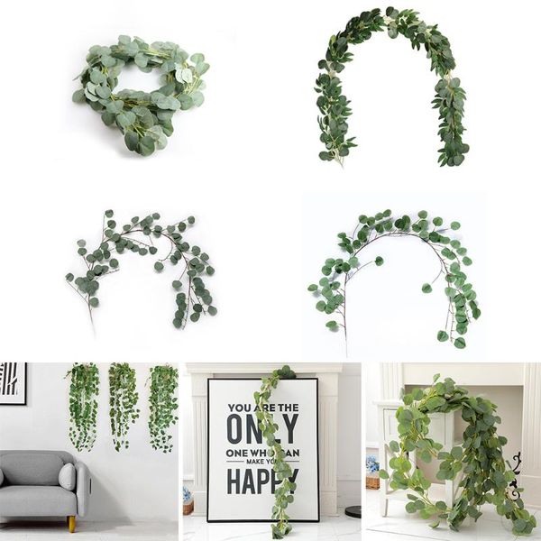 

decorative flowers & wreaths 1.7/2m wedding decoration artificial plants green eucalyptus vines rattan fake ivy wreath wall decor garden