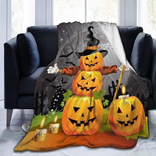 

Halloween Pumpkin with Witch Hat Super Soft Throw Blanket 40"x50" Lightweight Fluffy Flannel Fleece Blanket for Couch Bed Sofa