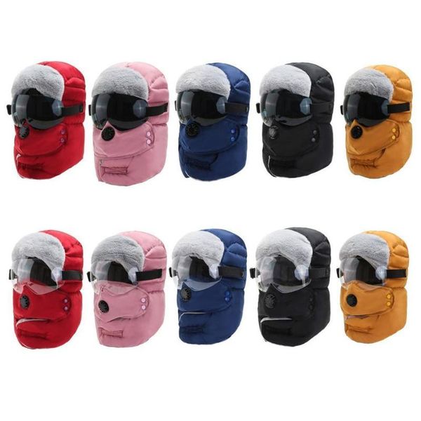 

winter outdoor windproof and waterproof warm mirror with anti-fog hat z3c1 cycling caps & masks, Black