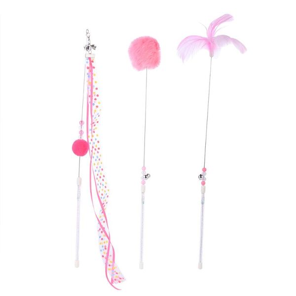

cat toys 1 set of 3pcs professional pet cats play teaser stick lovely plush