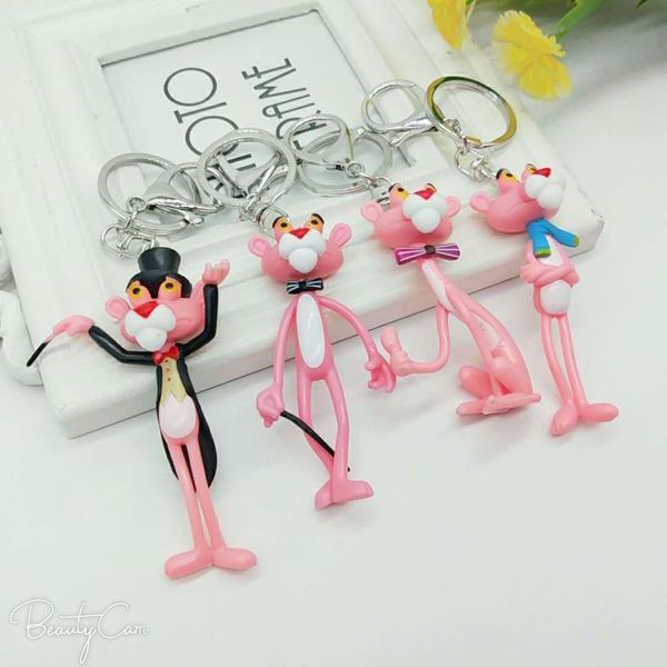 

2021 fashion keychain soft cute cute pink leopard key pendant new animal leopard key chain car bag accessories, Silver