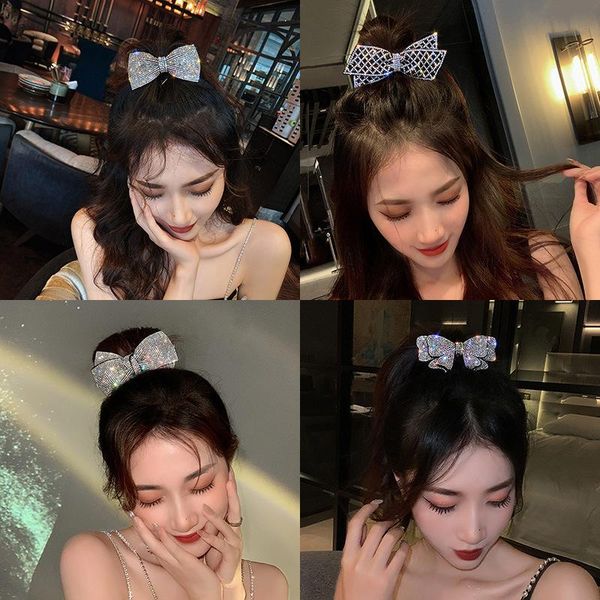 

hair clips & barrettes barrette for women girl rhinestone crystal pearl big clip hairpin bow knot geometric flower head accessories wholesal, Golden;silver